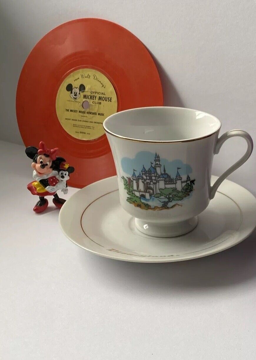 Classic Disney Lot Of 3 Tea Cup Saucer Mickey Mouse Club Record Minnie Mouse PVC