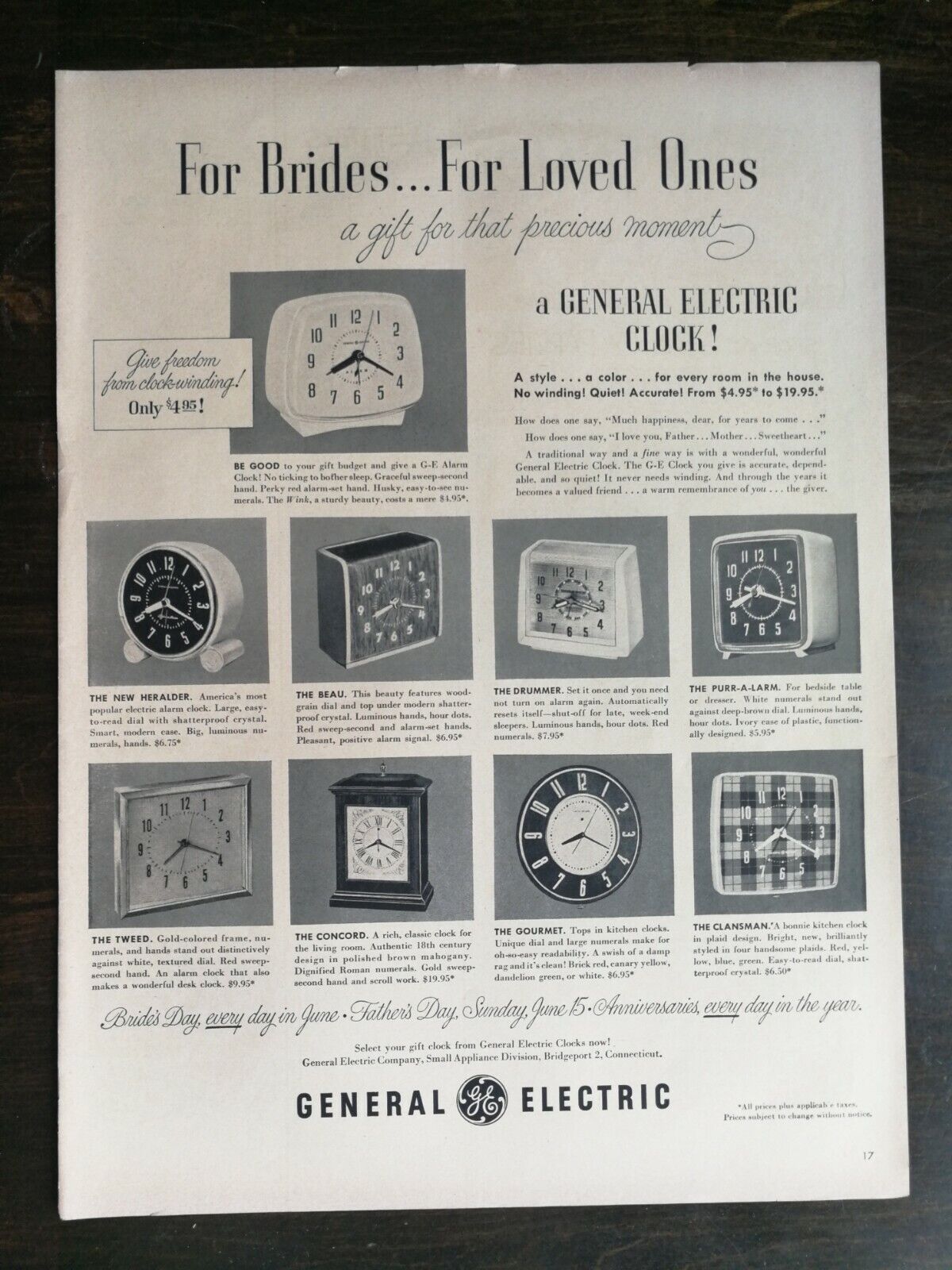 Vintage 1952 General Electric Clocks Full Page Original Ad - 721