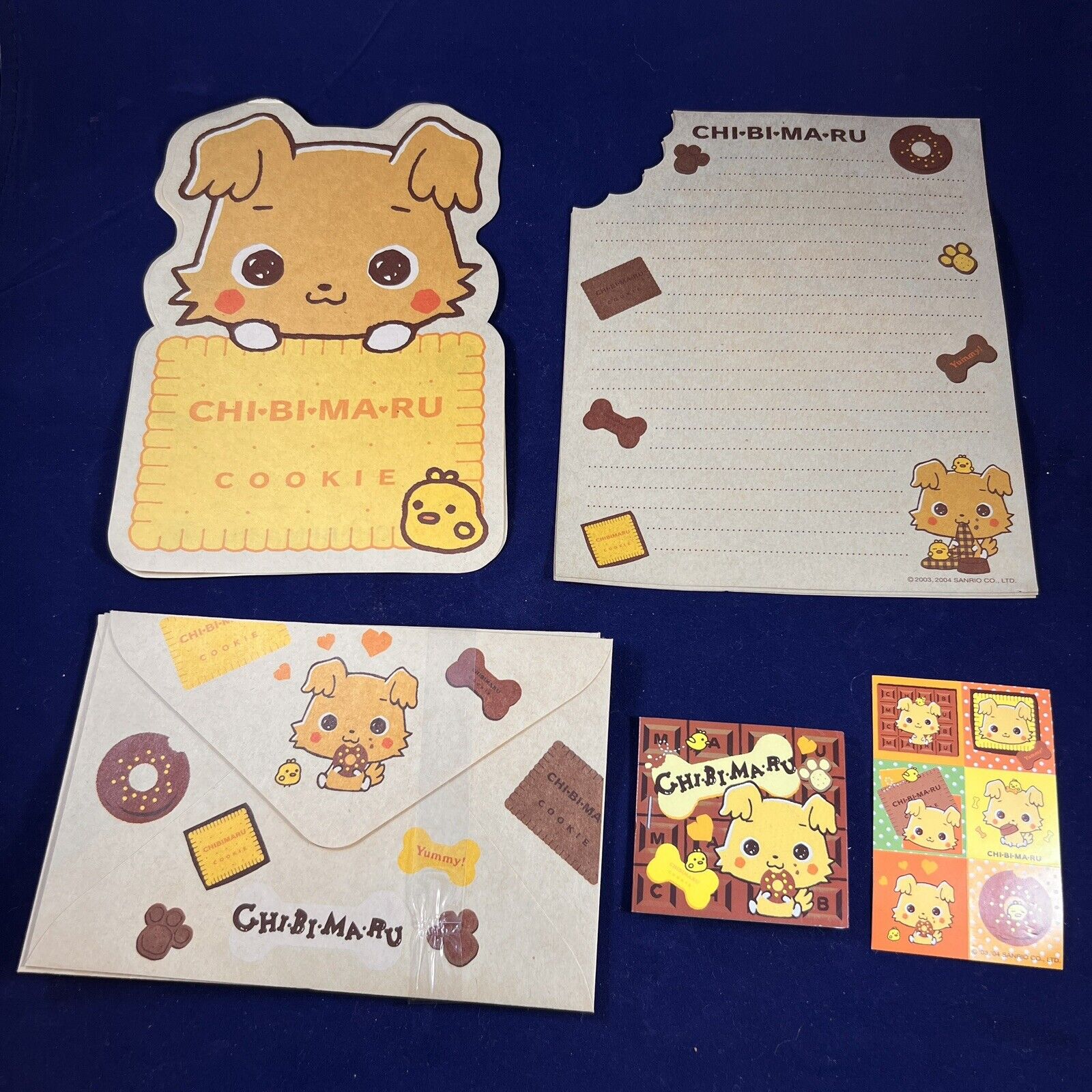 VTG 2004 Sanrio Chibimaru Cookie Letters Envelope & Stickers Very Rare Dog