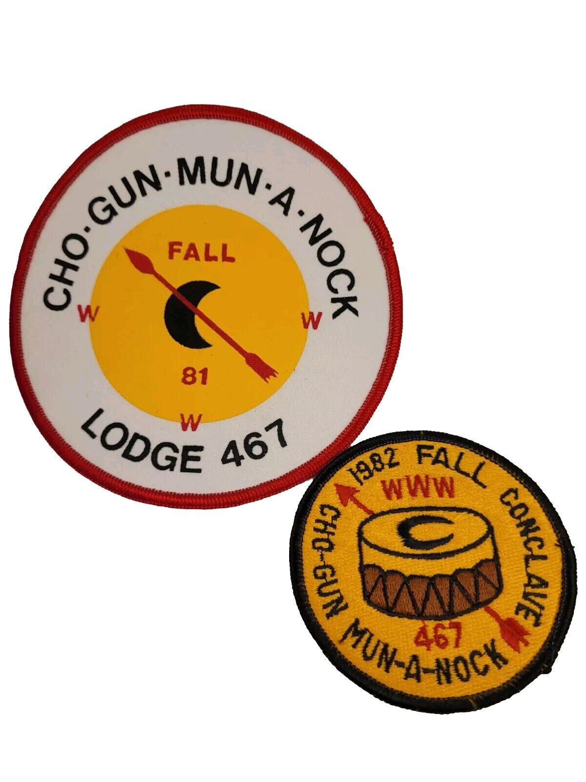 Boy Scout Patch Set of vintage 1981 and 1982 Cho-gun-mun-a-nock Lodge 467 Iowa 
