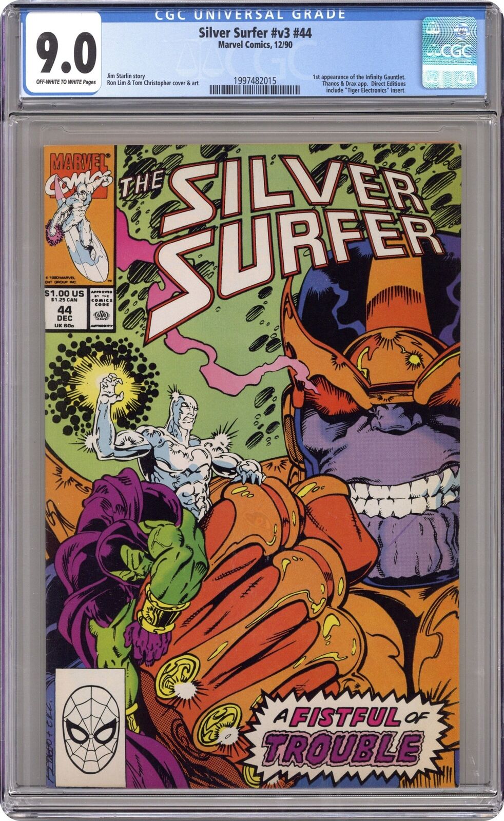 Silver Surfer #44 CGC 9.0 1990 1997482015 1st app. Infinity Gauntlet