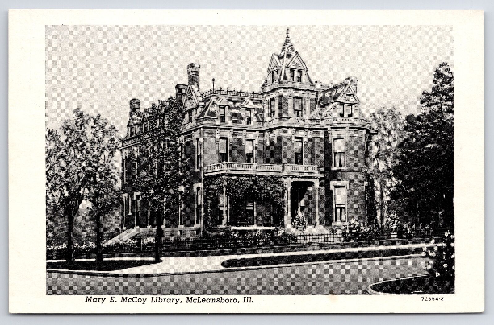 McLeansboro Illinois~Mary E McCoy Library~1940s B&W Postcard