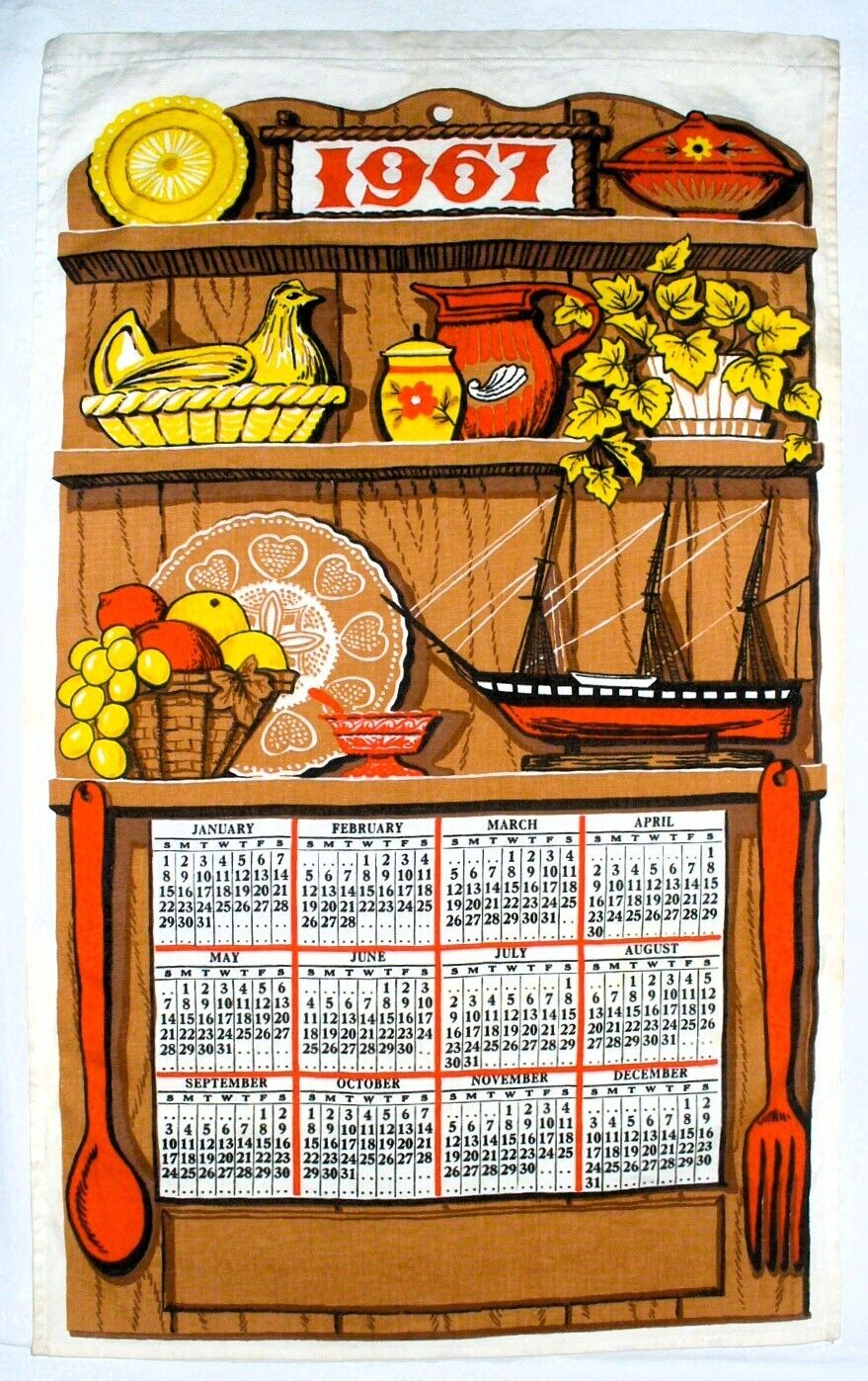 Vintage 1967 Kitchen Linen Calendar \