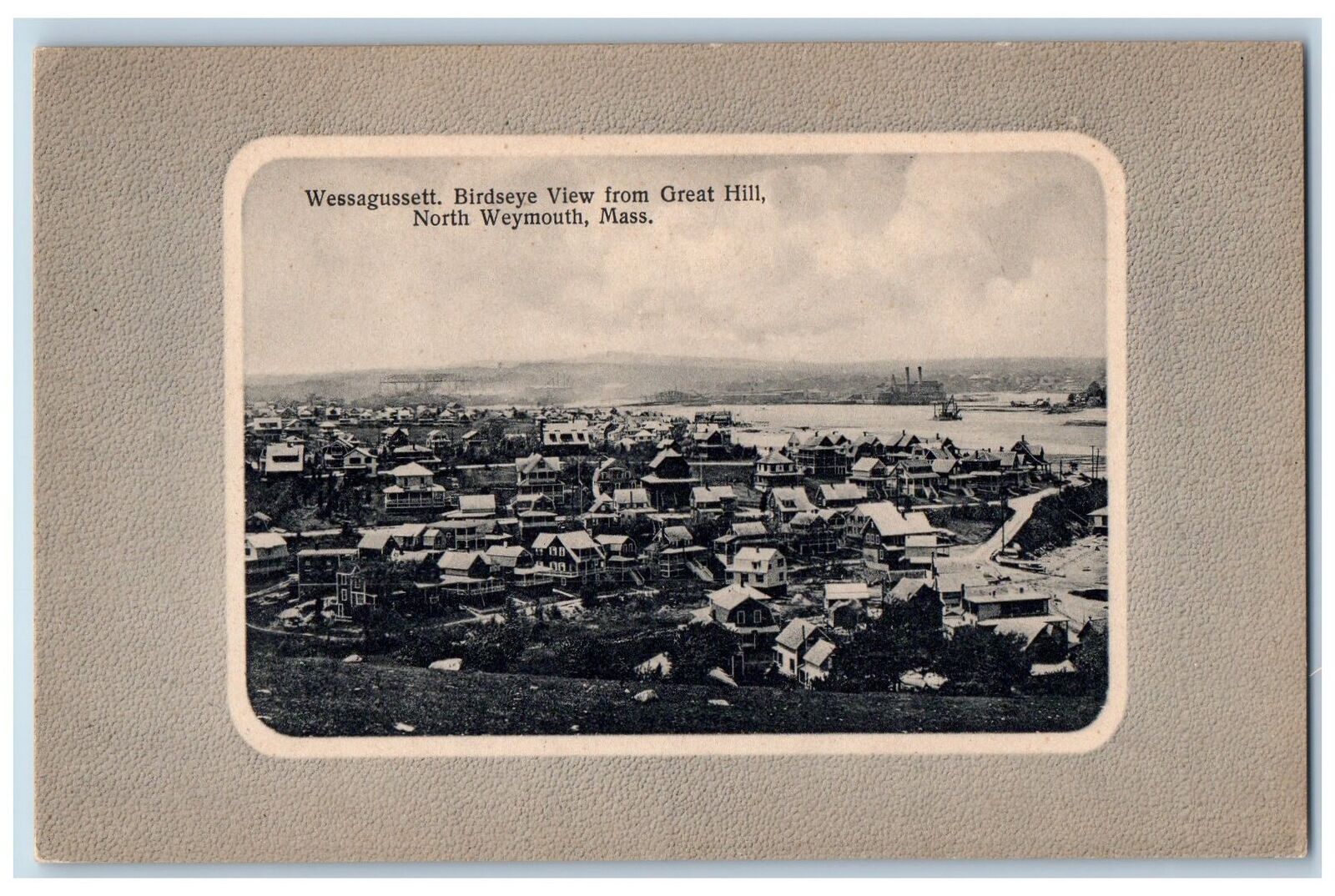c1910 Wessagussett Birds Eye View North Weymouth Massachusetts Antique Postcard