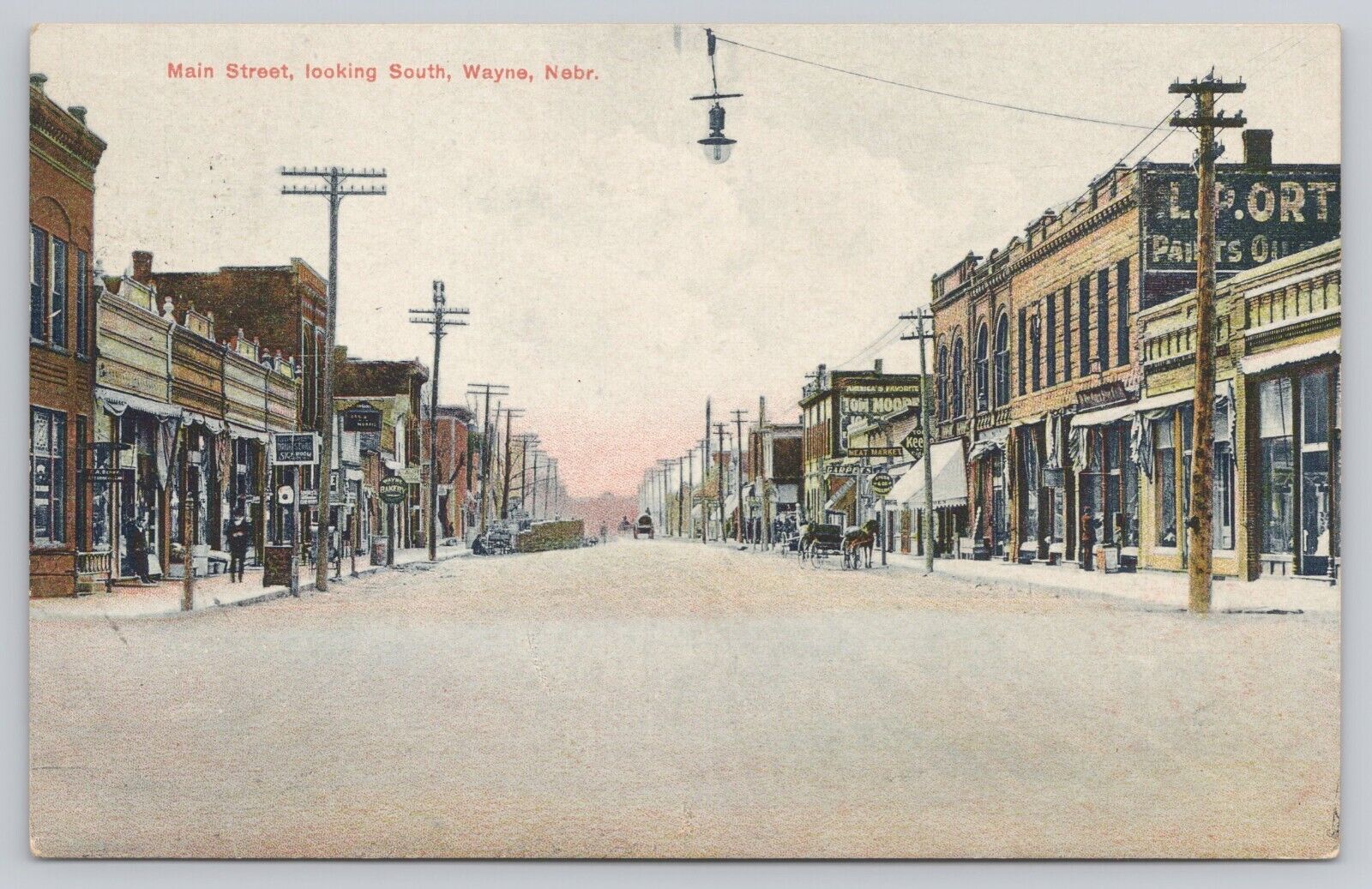Vtg Post Card Main Street Looking South, Wayne, Nebraska H424