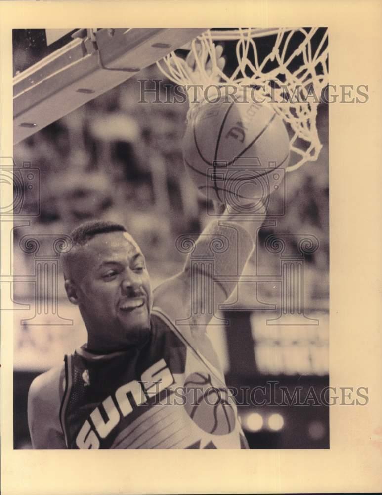 1994 Press Photo Phoenix Suns Cedric Ceballos slam dunks basketball at Summit.