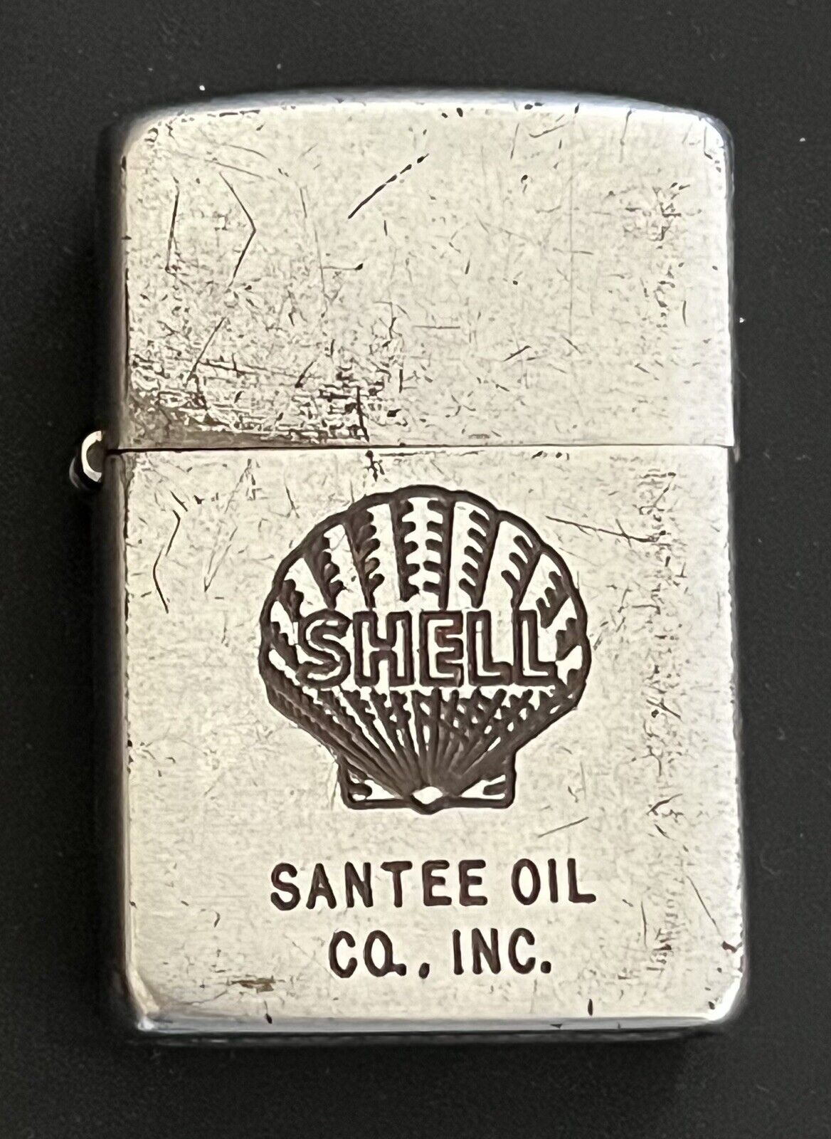 Vintage Zippo Lighter Santee Shell Oil Co. 1950 Advertising Super Rare Nice