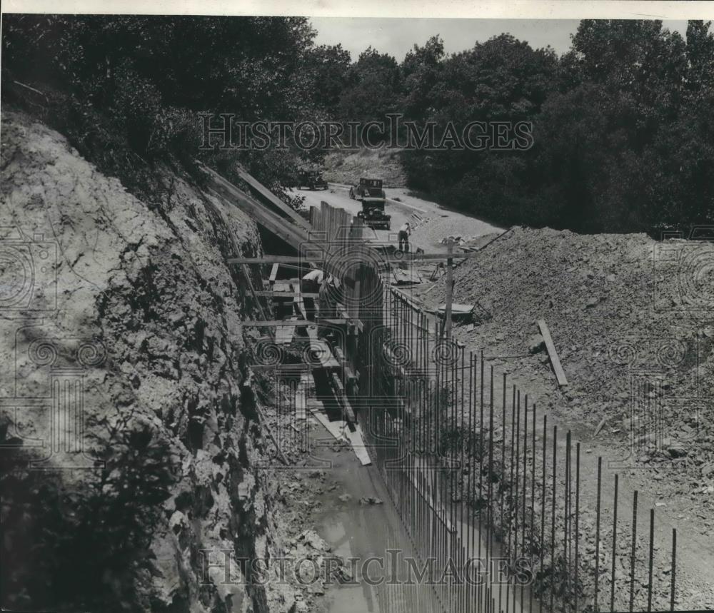 1932 Press Photo Construction on Oak Creek section of Milwaukee County parkway