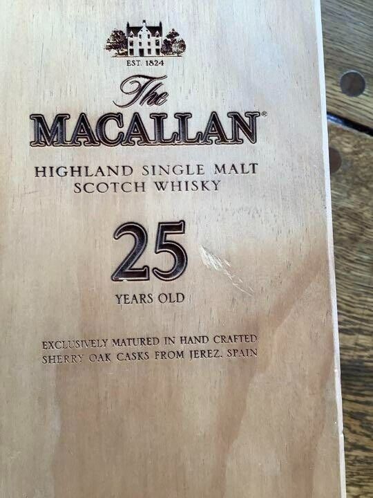 Macallan empty box only 25 years with scratches and stains interior collection