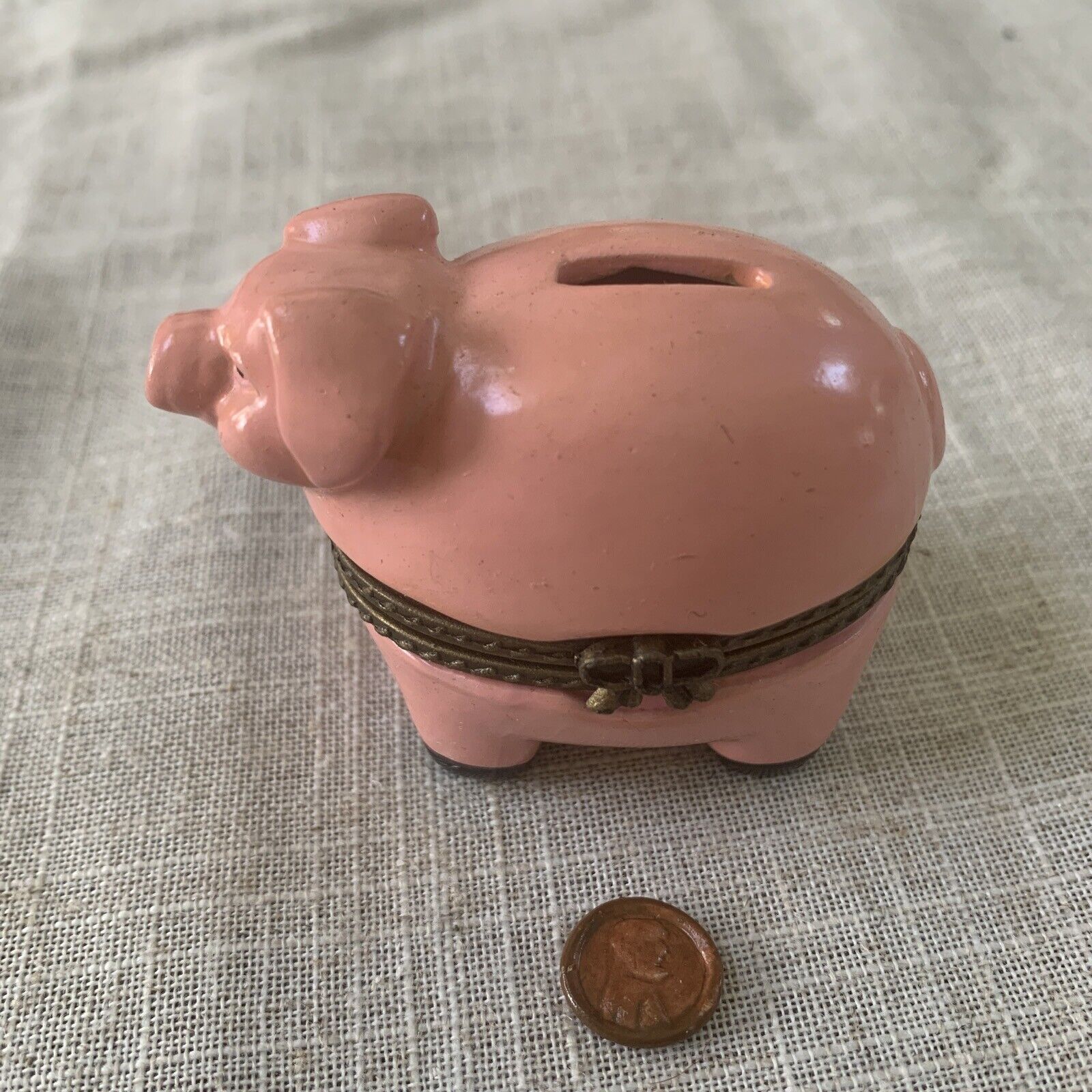 Piggy Bank with Penny Trinket Hinge Box Trinket Box