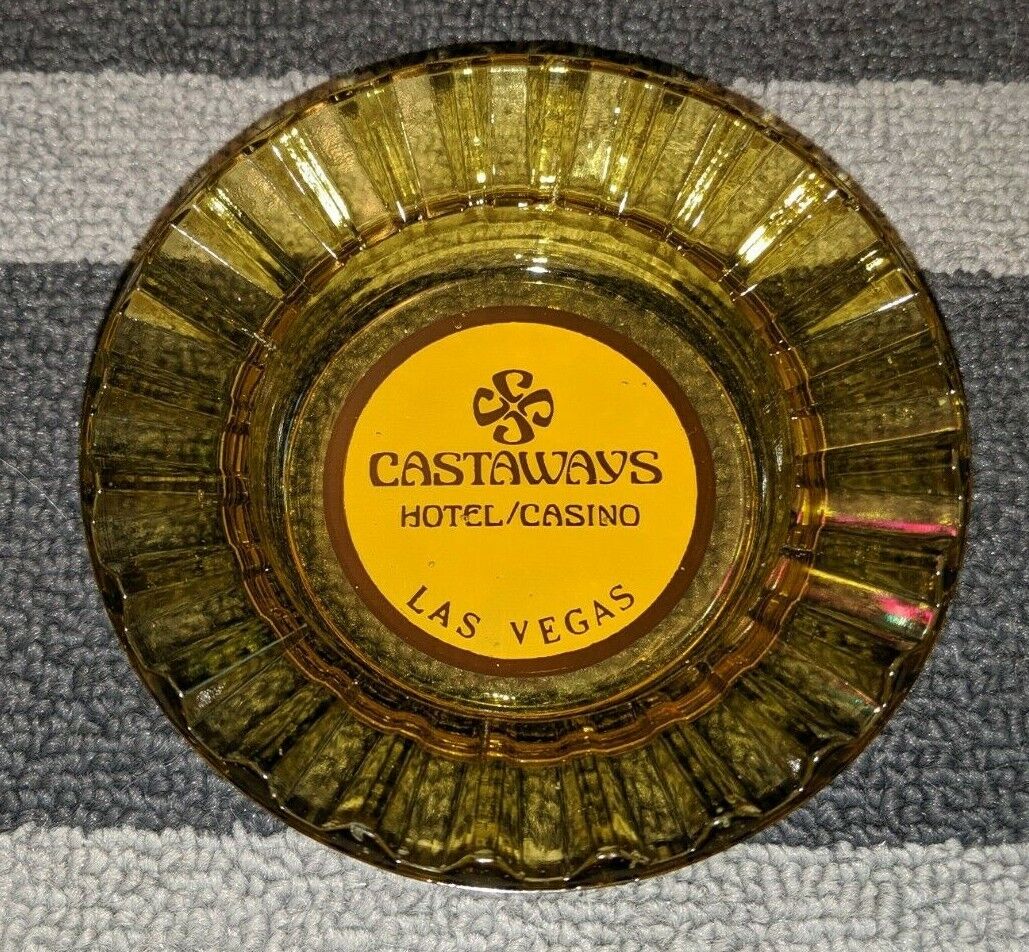Vintage Castaways Hotel & Casino Las Vegas Ashtrays Amber Glass 4 1/2\