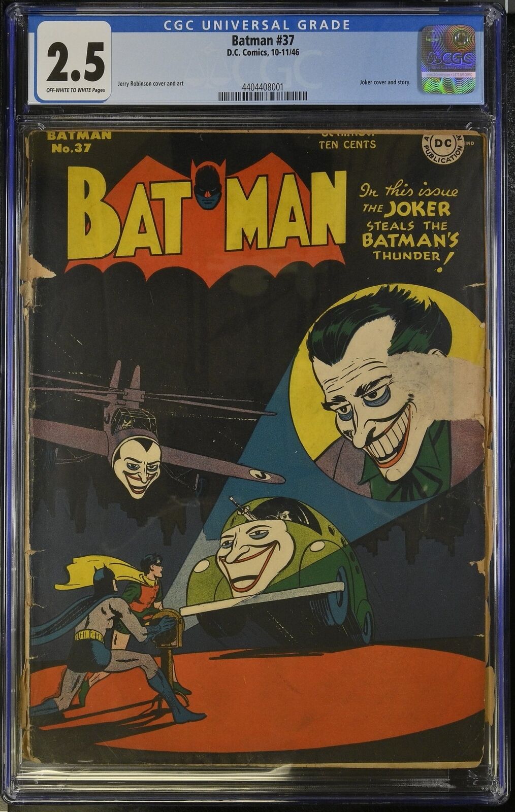 Batman #37 CGC GD+ 2.5 Off White to White Classic Joker Cover and Story