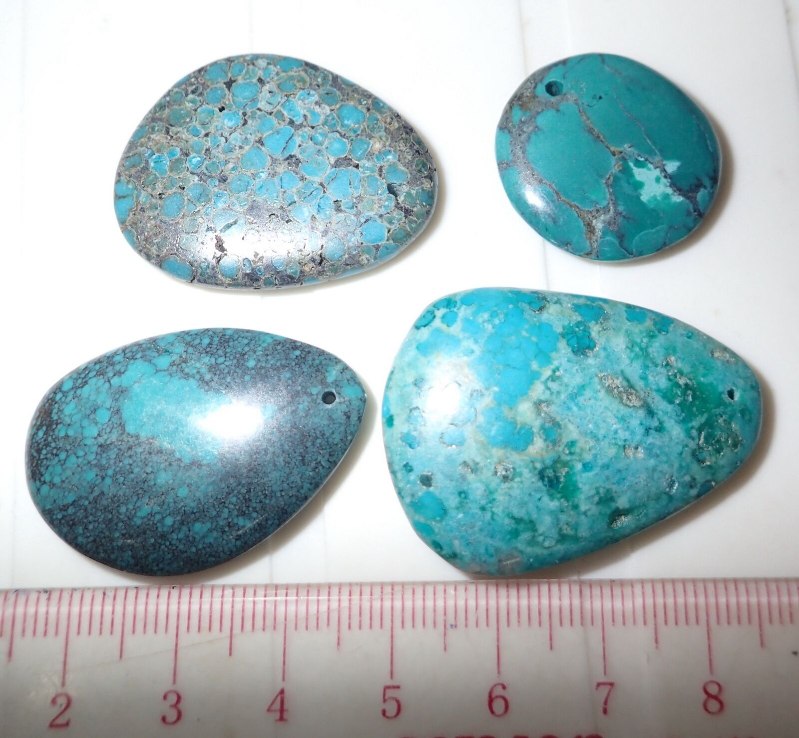 Turquoise Double-sided & Holed Free Cabochon 120 Carat 4 pieces 24 gram Lot A