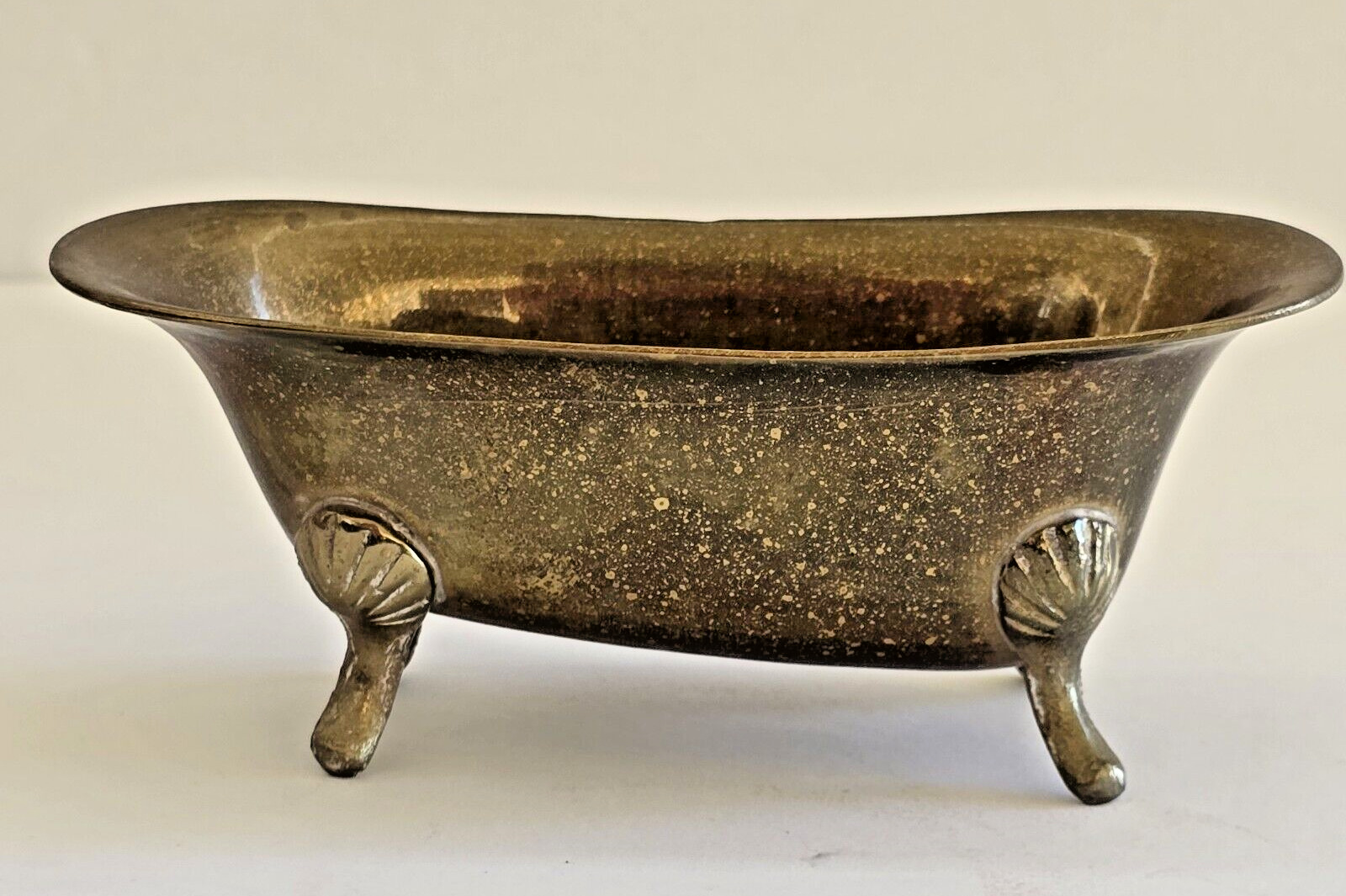 Vintage Brass Clawfoot Bathtub Soap Dish Sponge Holder 5.5\