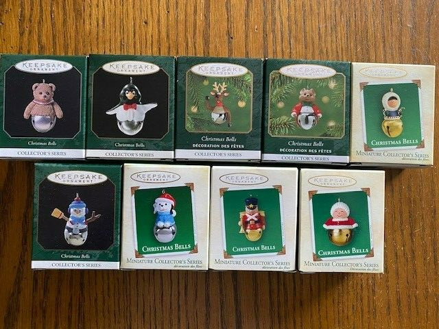 Hallmark Keepsake Ornaments Miniatures Christmas Bell Series Lot of 9 NIB Jingle