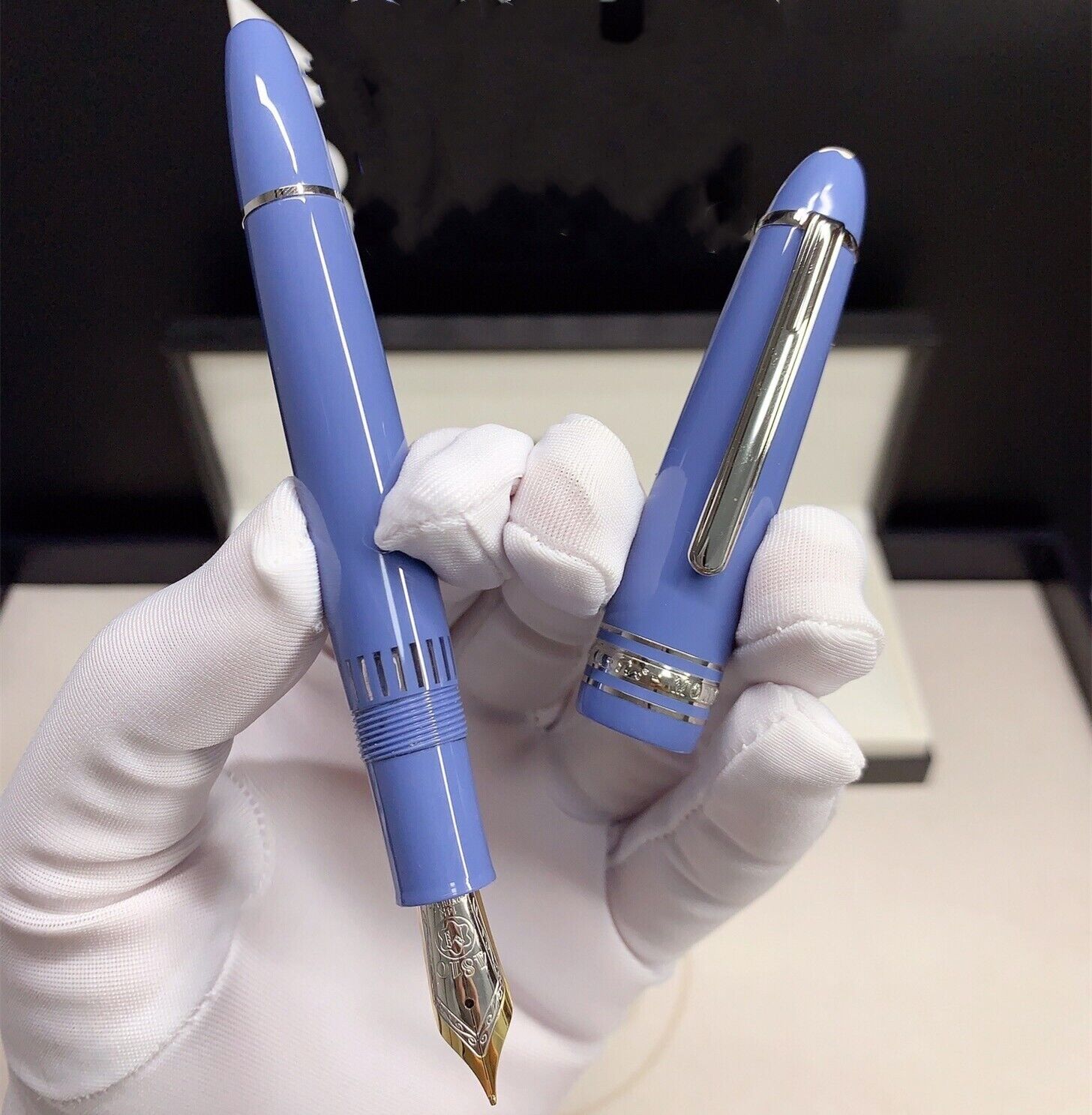 Deluxe Piston inking 146Series Glacier Blue Color M nib Fountain Pen No Box