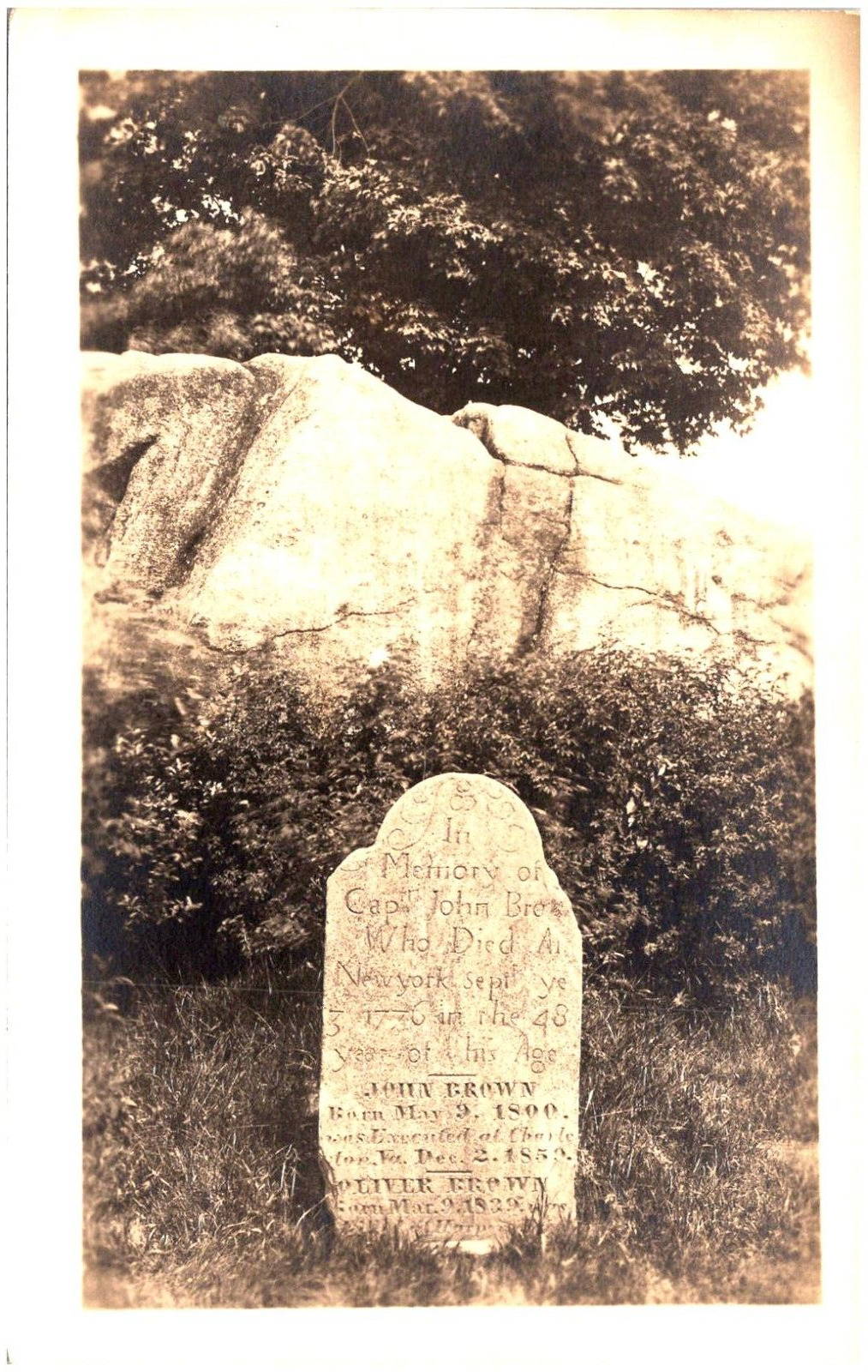 RPPC Headstone John Brown Executed 1859, John Brown 1776, North Elba New York