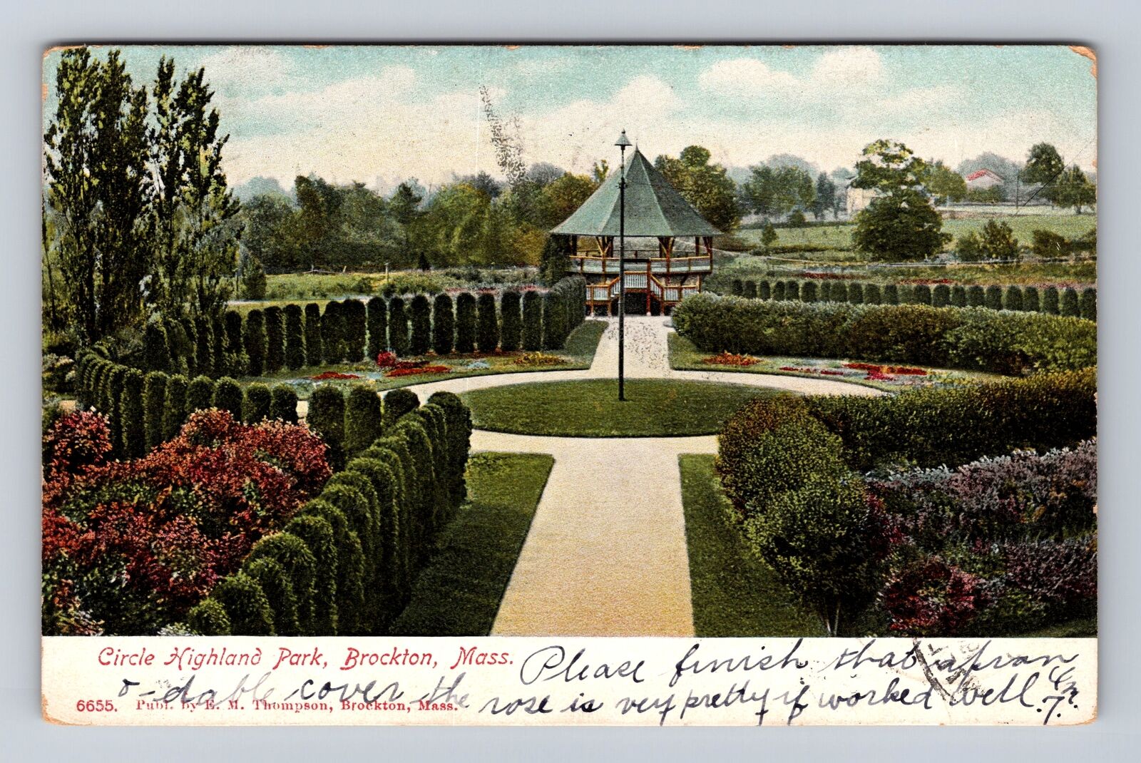 Brockton MA-Massachusetts, Circle Highland, Antique, Vintage c1906 Postcard
