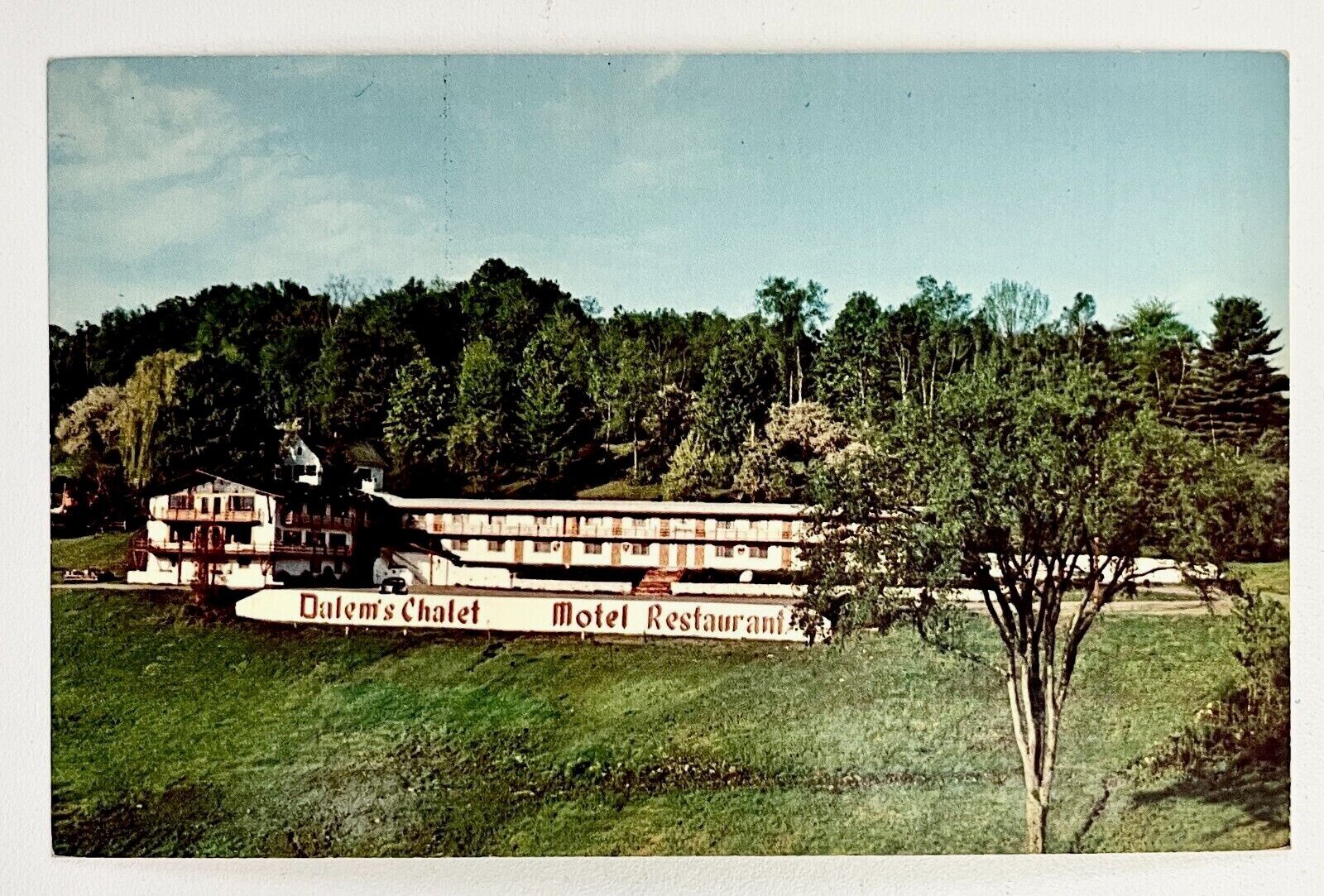 1969 Brattleboro Vermont Dalem\'s Chalet Motel Restaurant Lounge Vintage Postcard