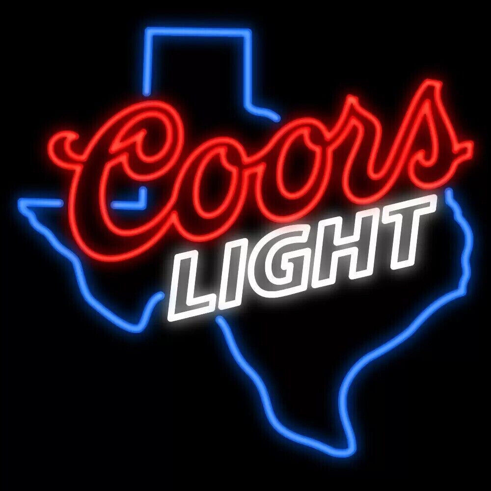 Coors Light Texas TX Neon Sign Light 24x20 Lamp Beer Bar Pub Wall Decor