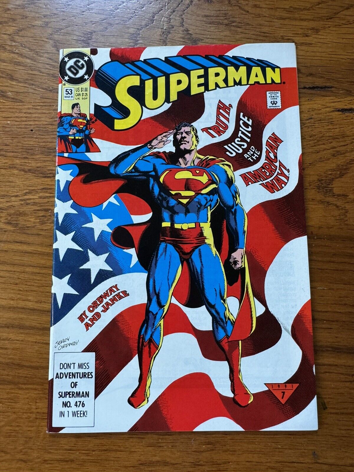 SUPERMAN #53 (DC/1991/TRUTH JUSTICE AND THE AMERICAN WAY