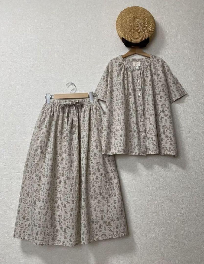 Moomin m630 Sm2  Cotton Linen Short Sleeve Top And Bottom Shirt Skirt