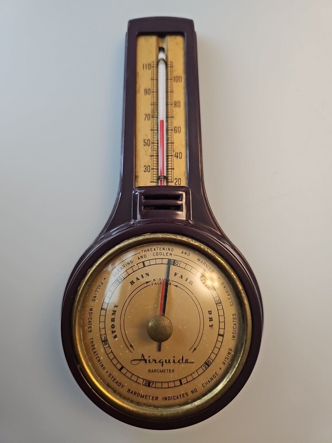 Vintage Airguide Wall Weather Station Thermometer Barometer 8\