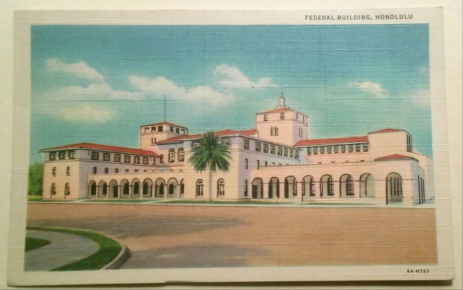 1942 Federal Building Honolulu TH Hawaii Linen OVO Censor