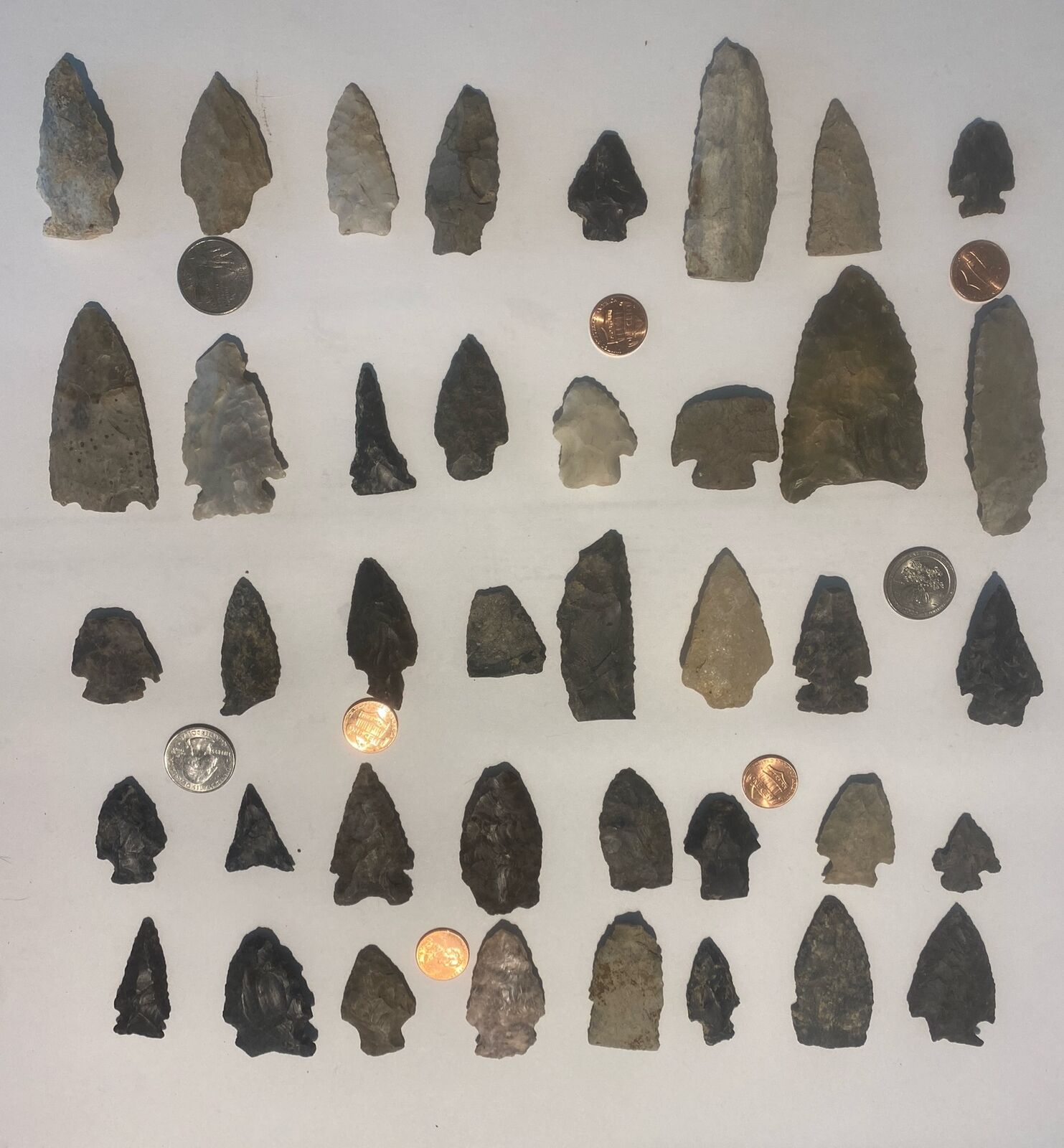 Lot of 40 Arrowheads, Artifacts) From Huge Collection Spear Bow Arrow Indian #2