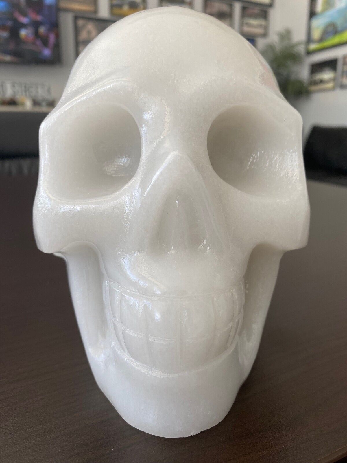 US SELLER LARGE OVER 10 LBS Hand Carved WHITE JADE Crystal Skull 7 X 5 X 6.125