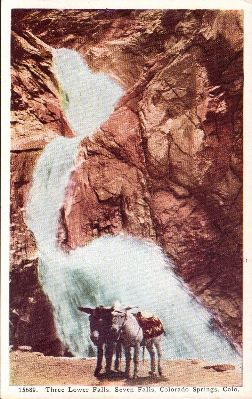 Postcard Three Lower Falls Seven Falls Colorado Springs CO