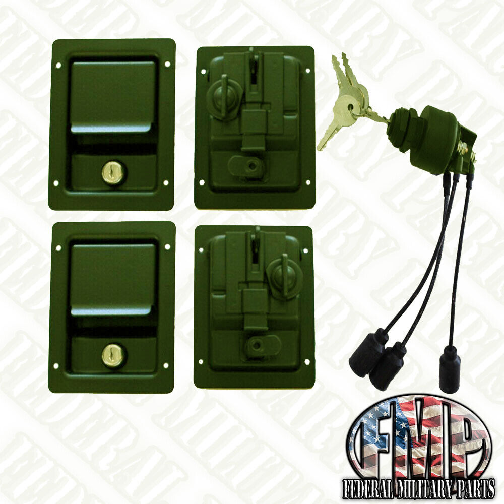 HUMVEE SECURITY KIT GREEN Locking Door Handles & Keyed Ignition Switch fits M998