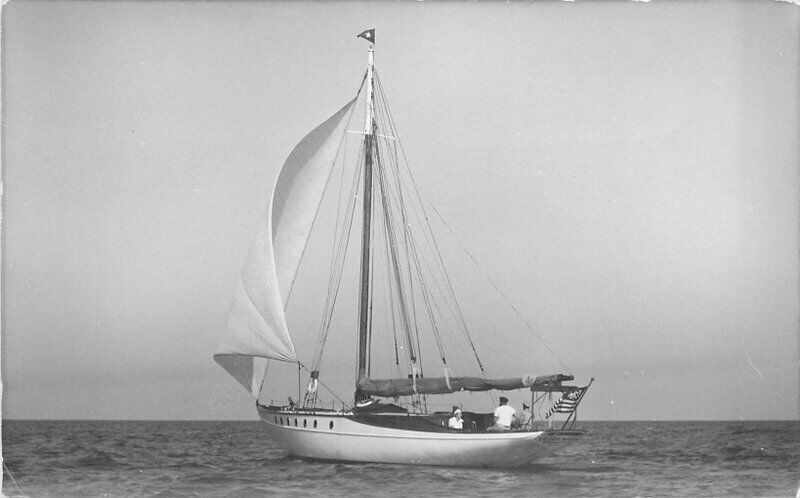 Harvey\'s Boat 1940s Tradewinds Sailing Yacht RPPC Photo Postcard 21-23