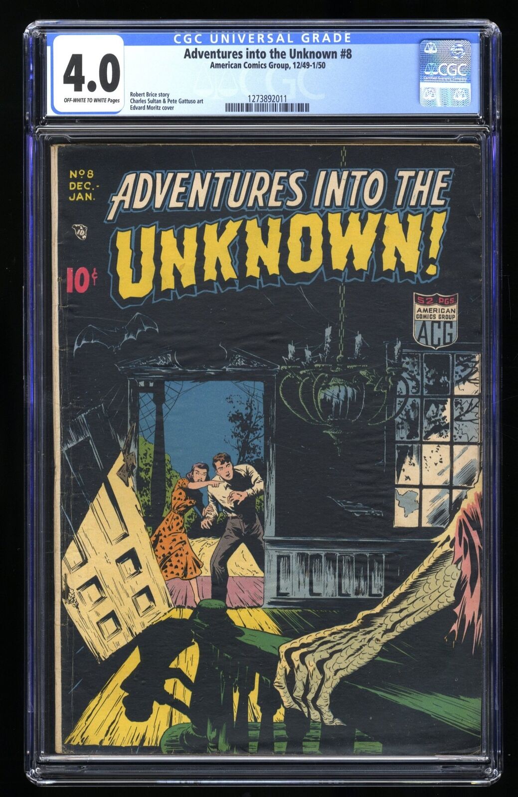 Adventures Into The Unknown #8 CGC VG 4.0 Off White to White 1949
