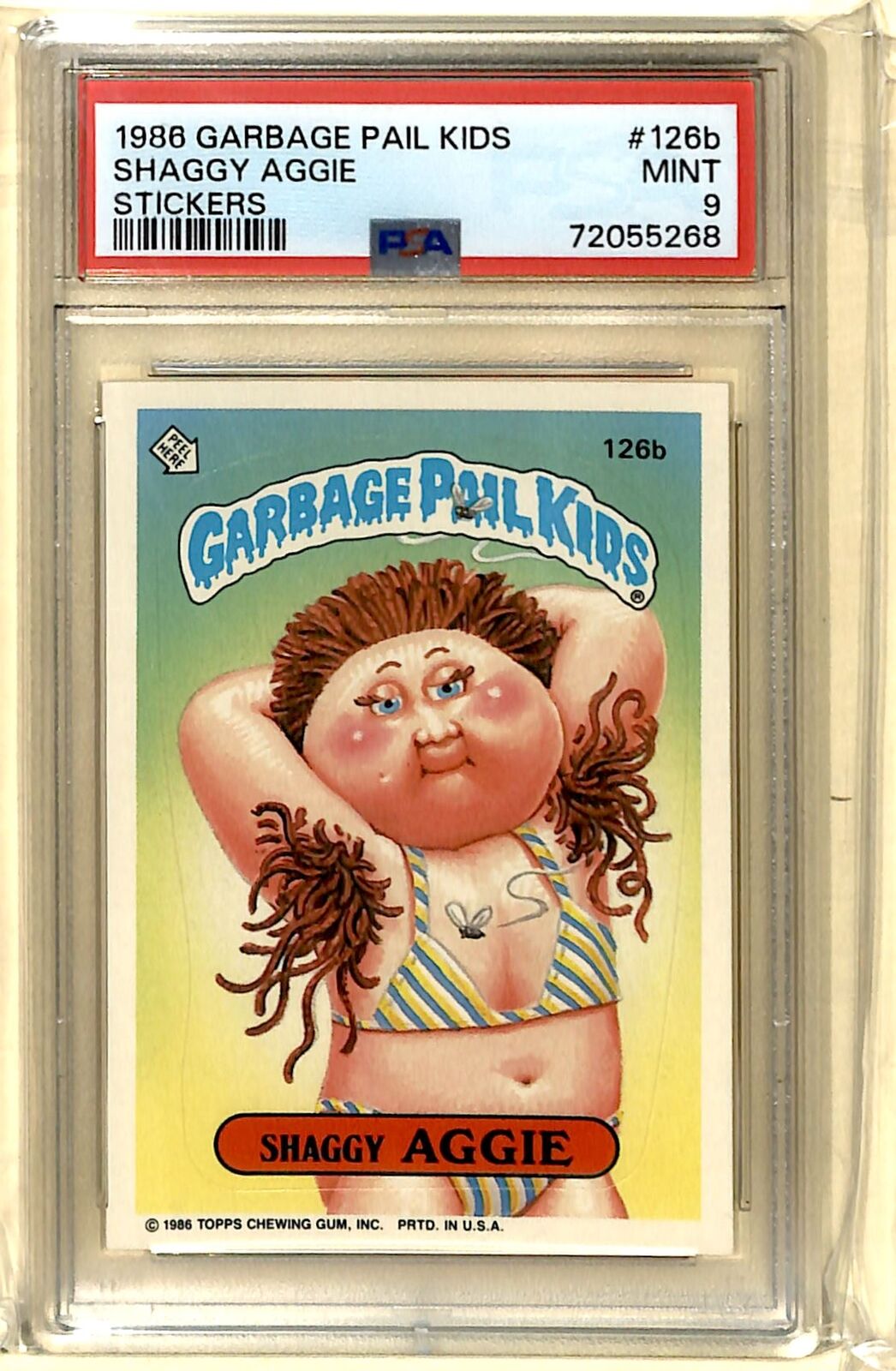 1986 Topps Garbage Pail Kids Series 4 Stickers Graded Shaggy Aggie PSA 9 #126B