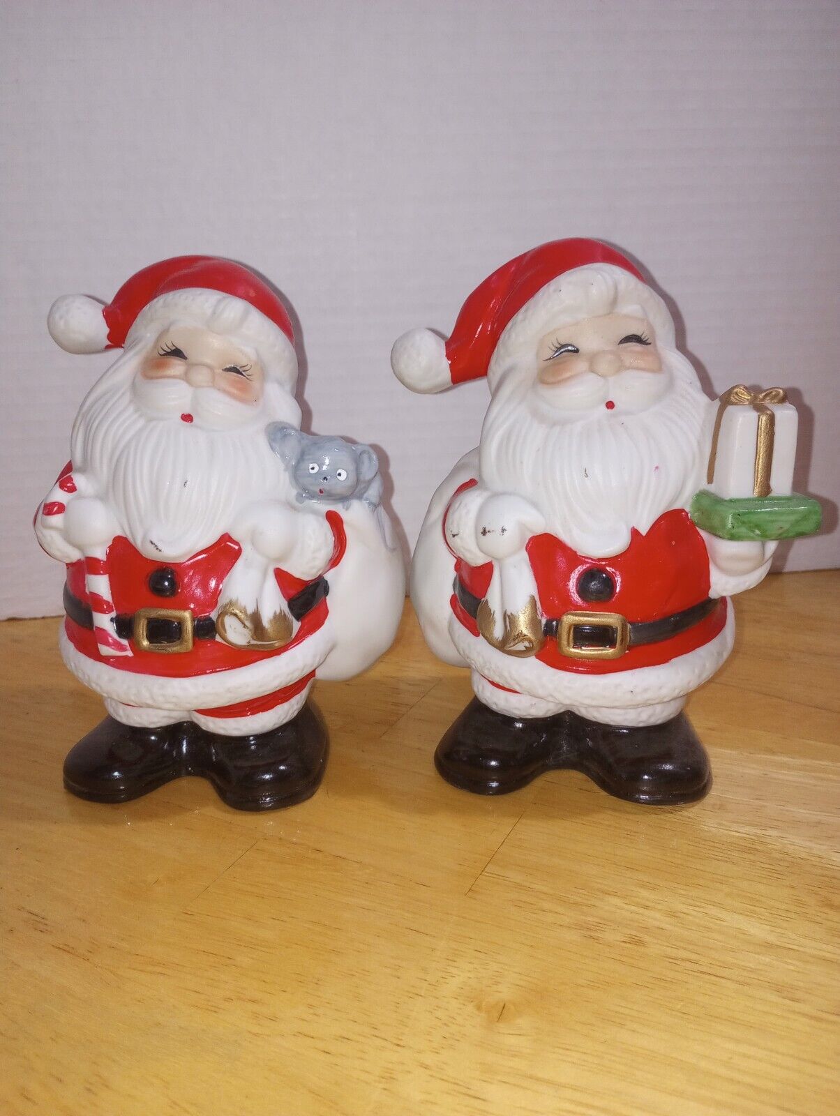 2. -Vintage , Christmas , Ceramic Santa, Decoration, Homco, 1970\'s Set. 