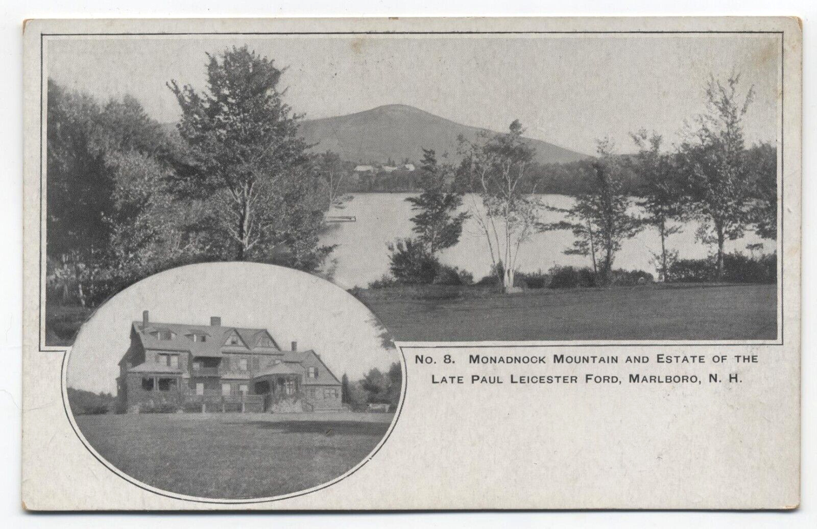 NH ~ Paul L. Ford Estate MARLBOROUGH New Hampshire c1904 Cheshire Co Postcard