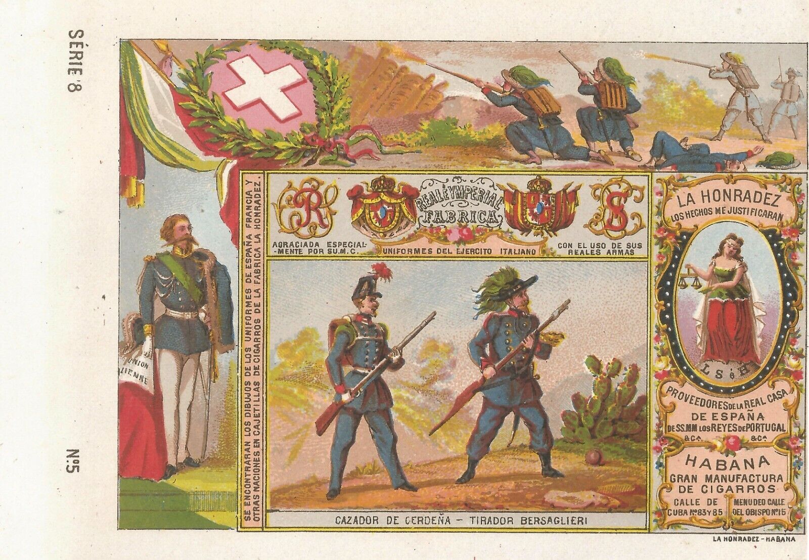 1860S ITALIAN ITALY ARMY UNIFORM  EMPTY CIGARETTES 10 PACKS LABELS WRAPPERS CUBA