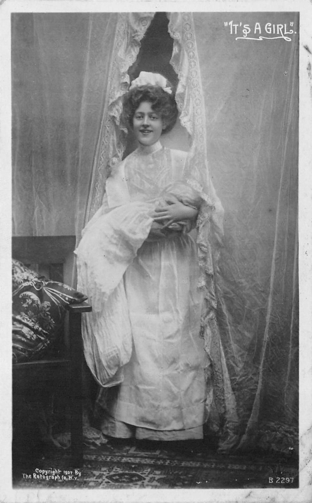 It\'s a Girl Rotograph 1914 Postcard