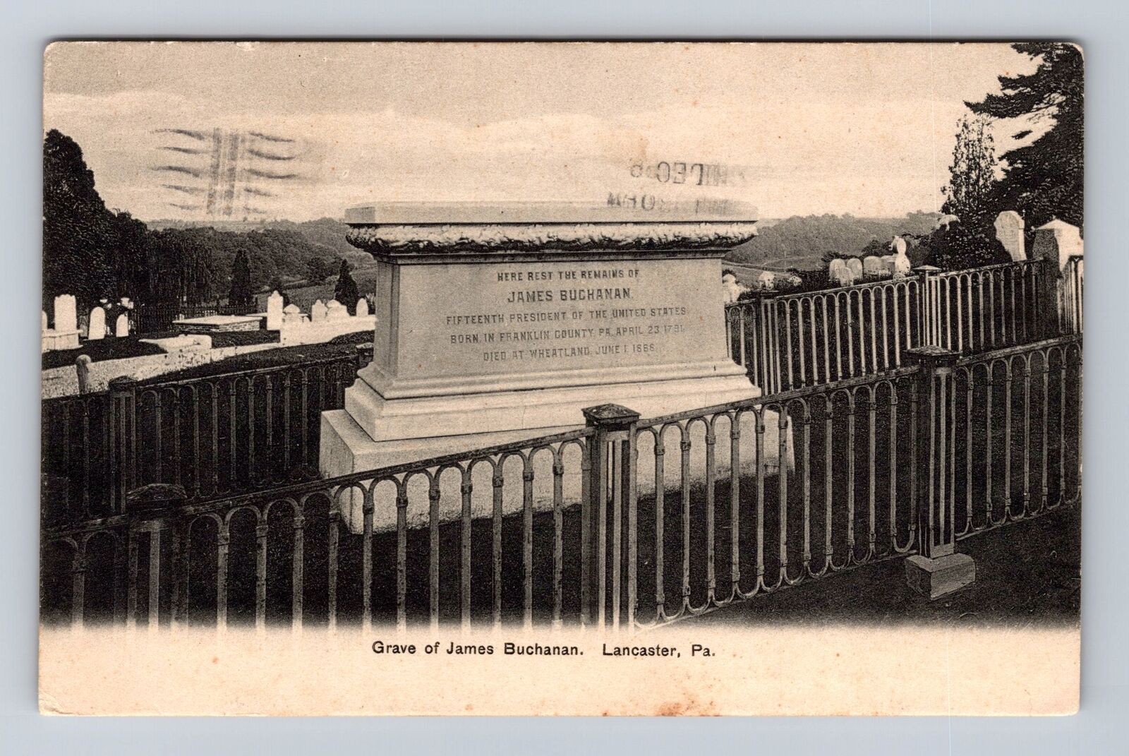 Lancaster PA-Pennsylvania, Grave of James Buchanan, Antique Vintage Postcard