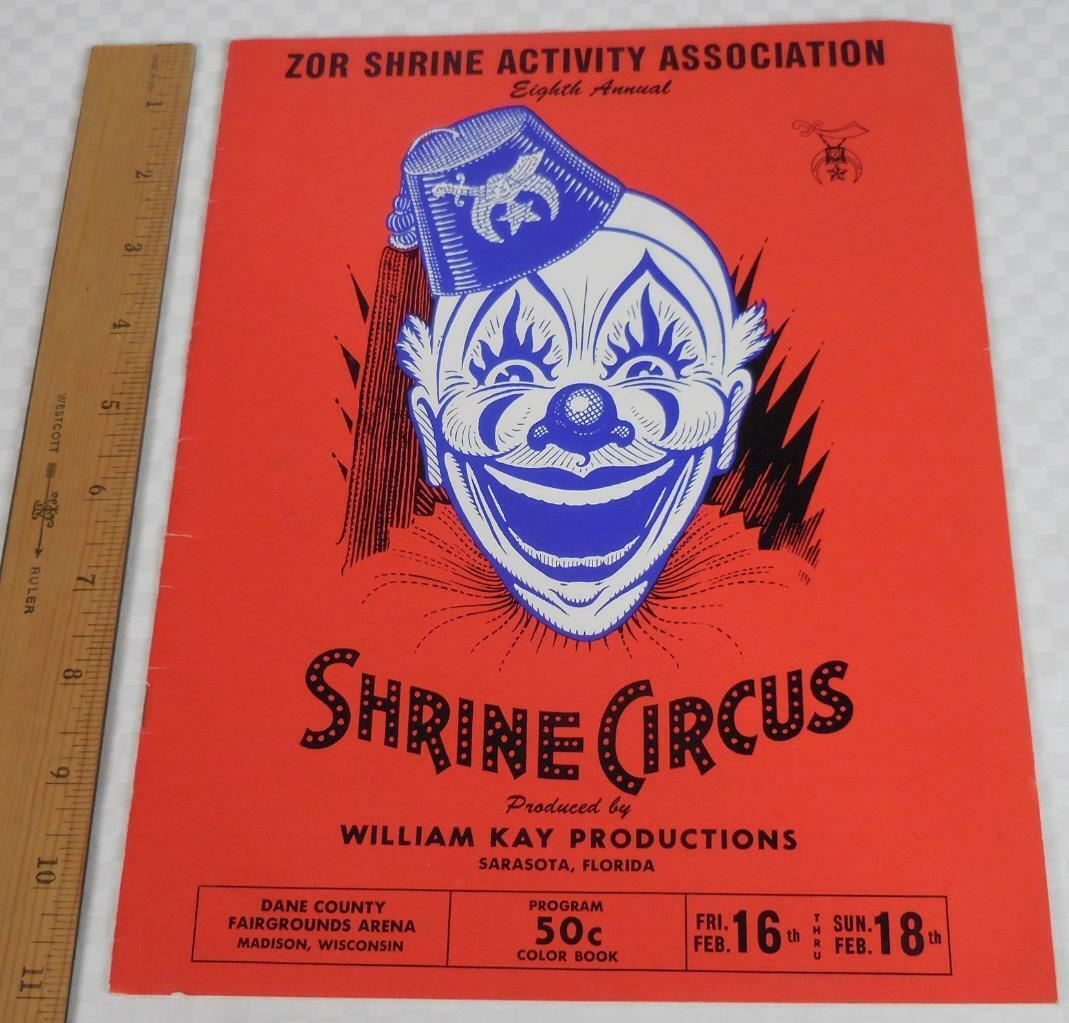 Zor Shrine Circus 1962 Program - Dane County Fairgrounds Madison Wisconsin