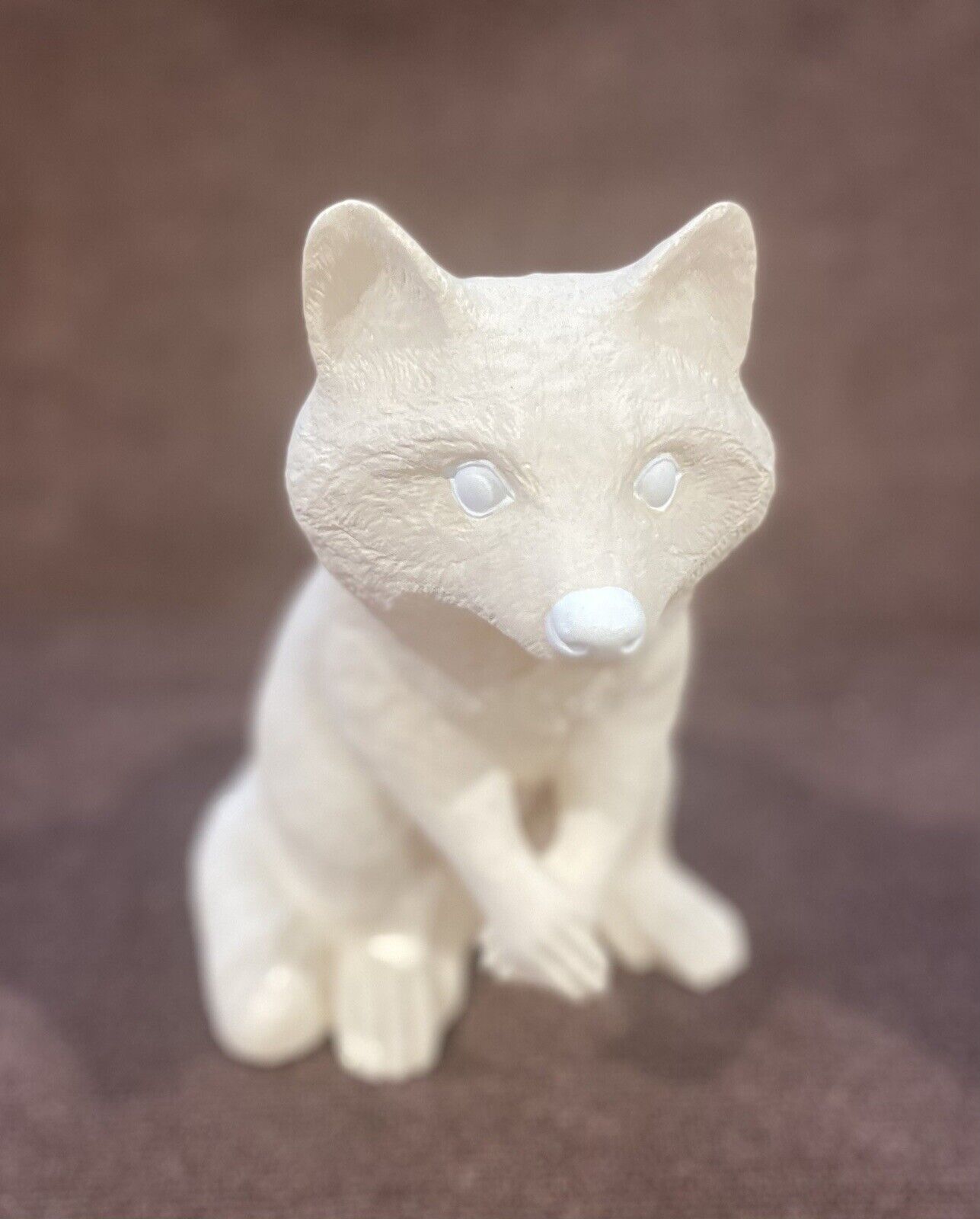 Pre Owned Unique Handmade White Fox Statue