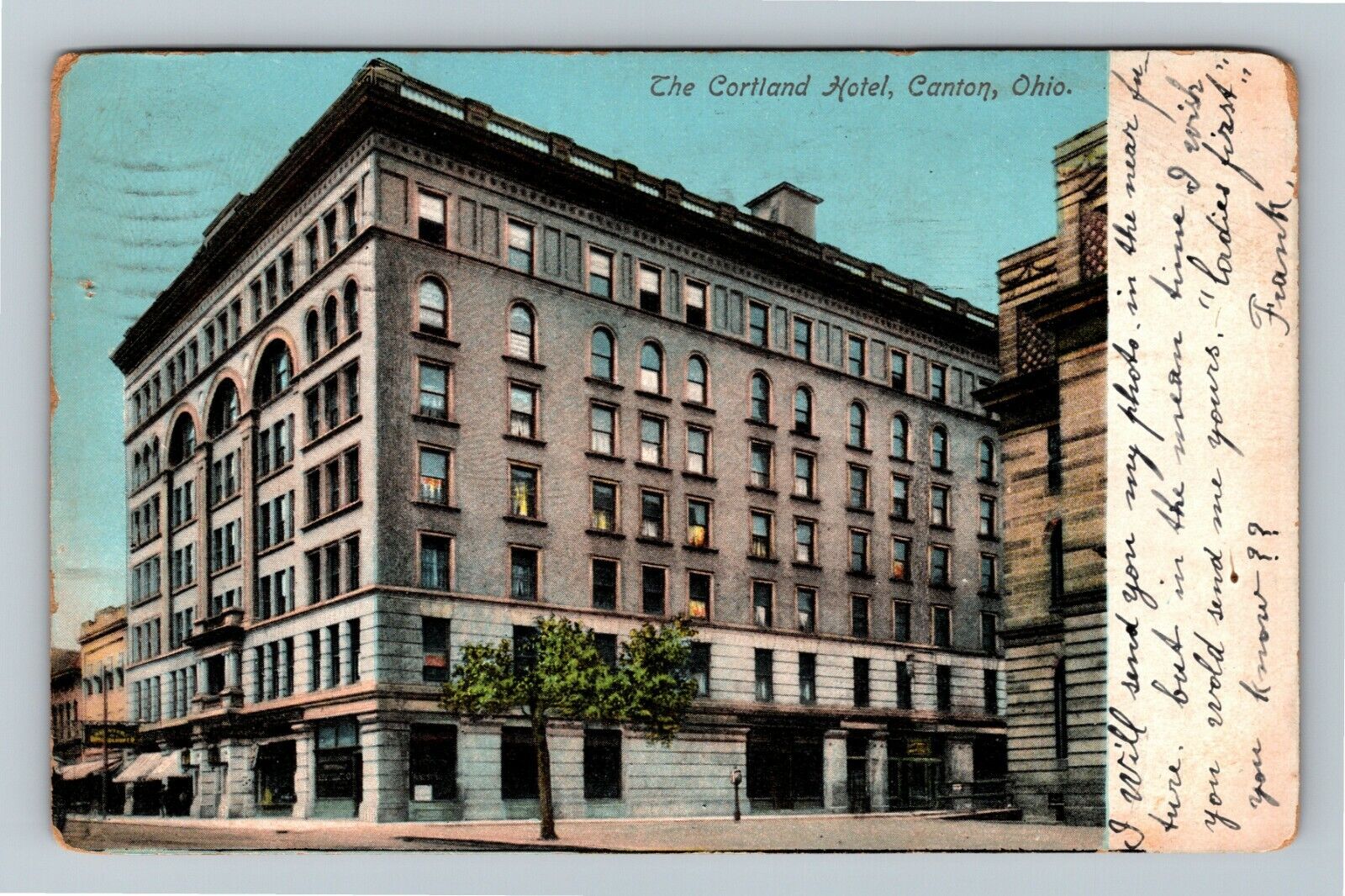 Canton OH-Ohio, The Cortland Hotel, Antique c1907 Vintage Souvenir Postcard