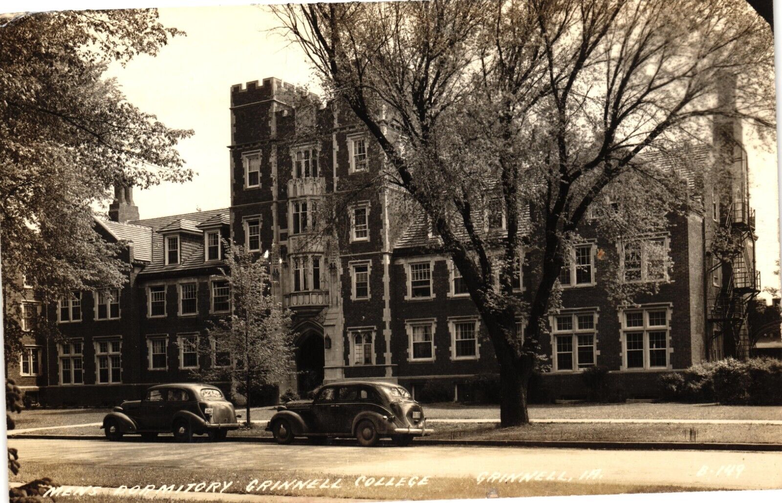 Real Photo RPPC EKC Postcard Men\'s Dormitory Grinnell College Iowa c1930s