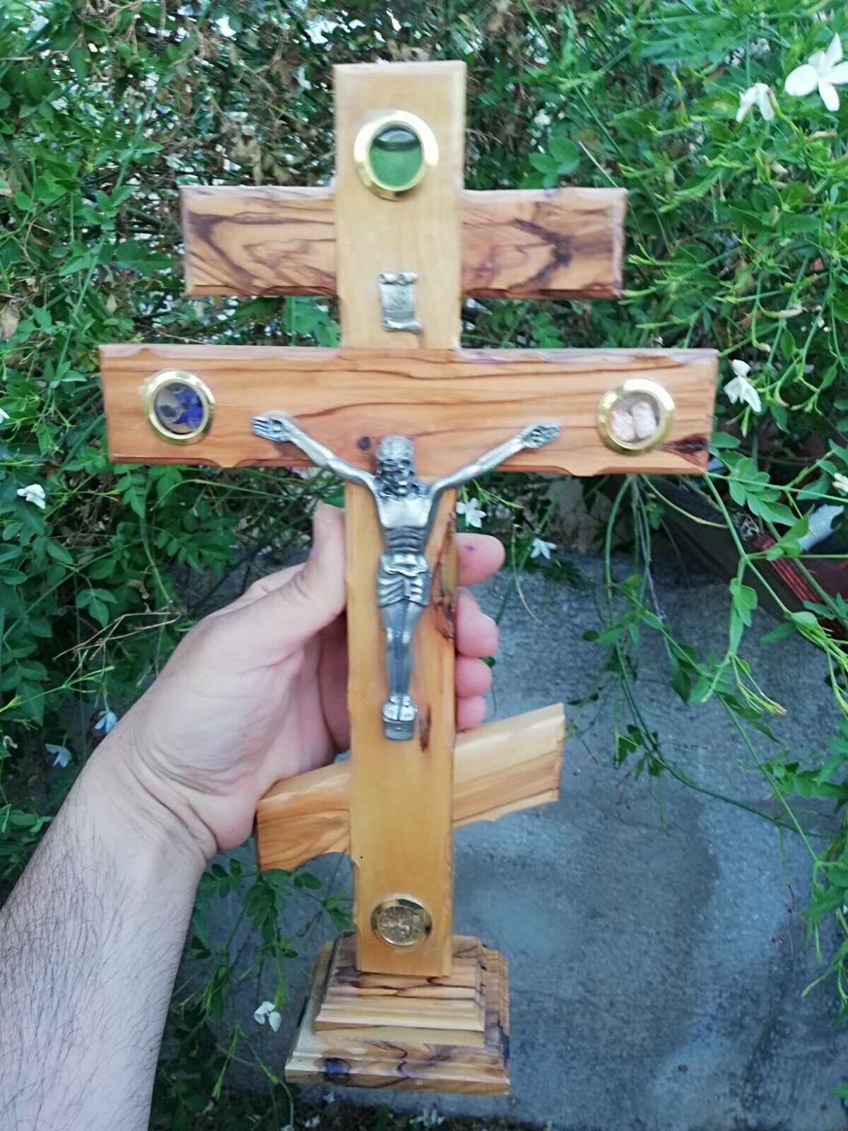 Large Russian Orthodox Cross Jesus With crucifix olive Wood Hand Made Jerusalem