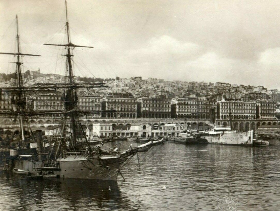 C.1920s Algiers Harbor Ships Boats Buildings Real Photo RPPC P183