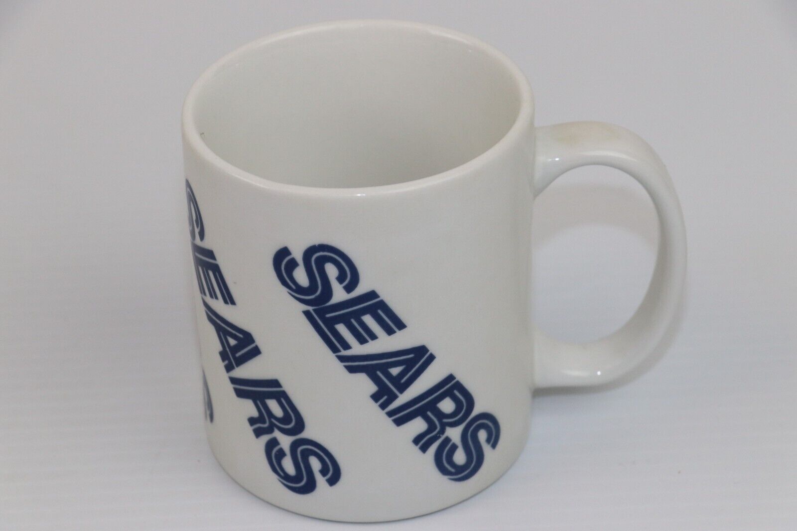 Vintage Sears Department Store Coffee Mug Cup Repeating Logo Rare Unique OOP