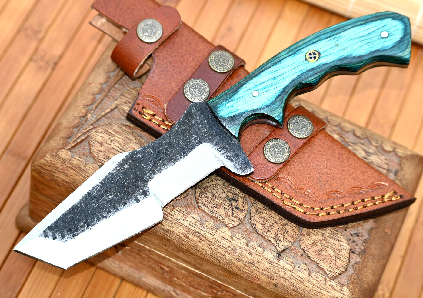 Custom Made Tracker Hunting Knife Bushcraft Survival - Forged Carbon Steel 1920