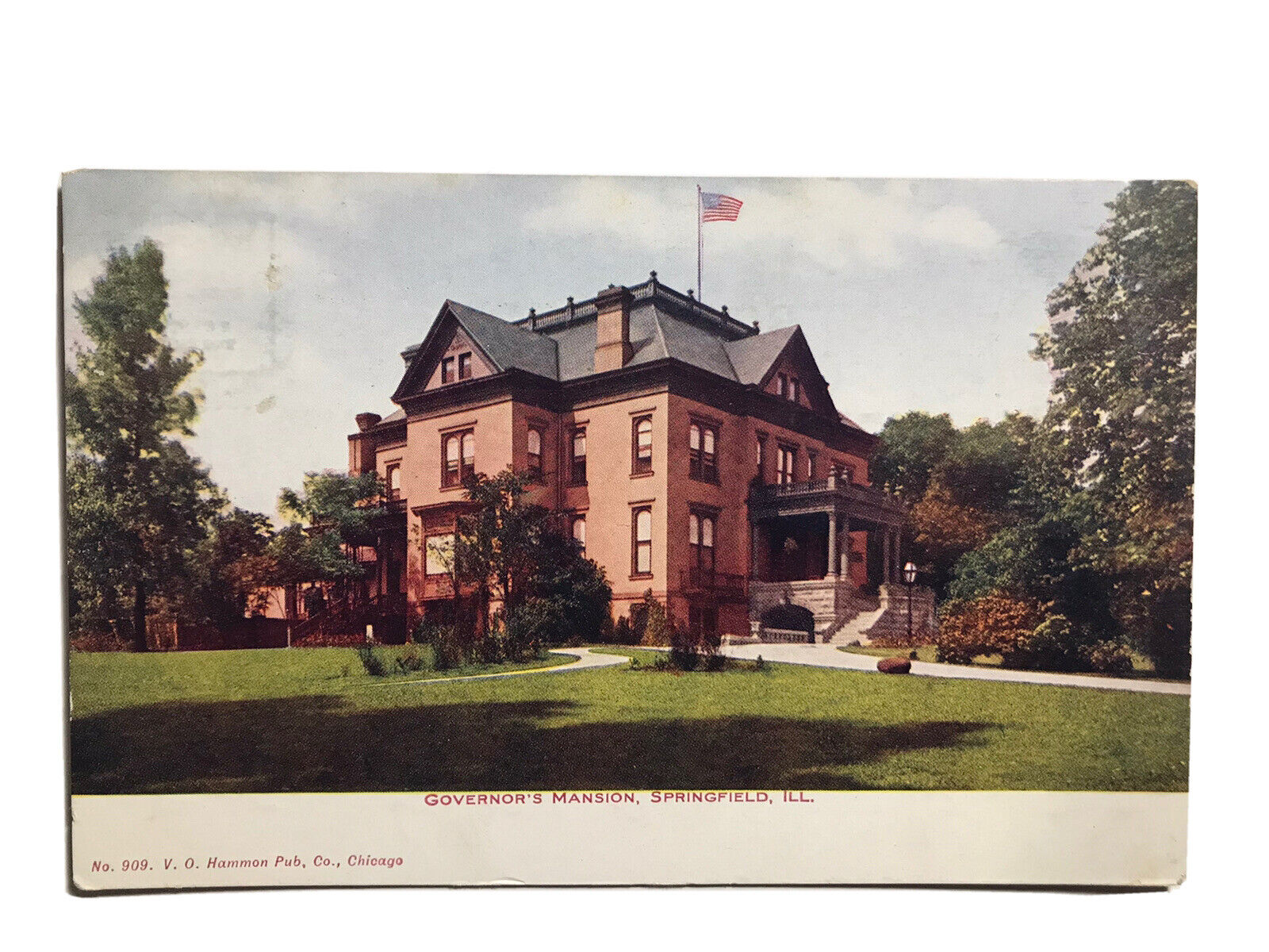 1908 Governor’s Mansion Springfield Illinois Postcard