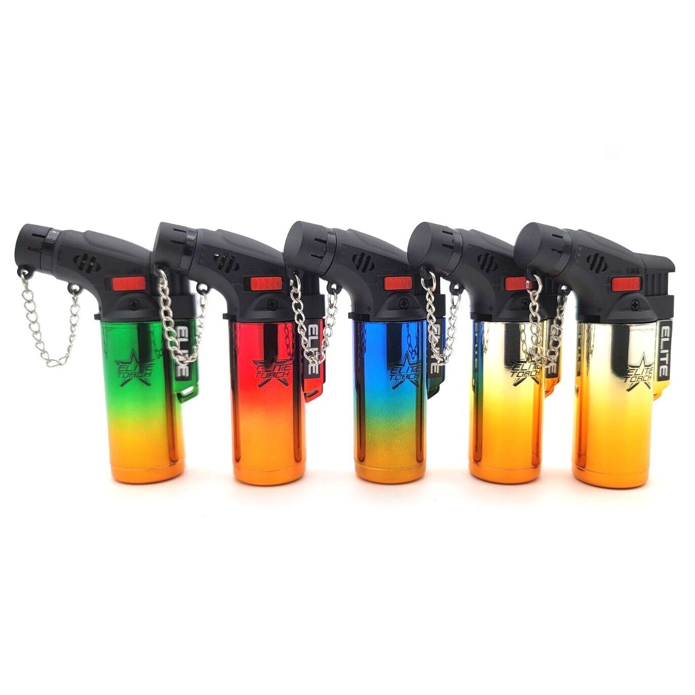 Elite Brands USA Mini Mirror Butane Gas Refillable Torch Lighters Pack of 5